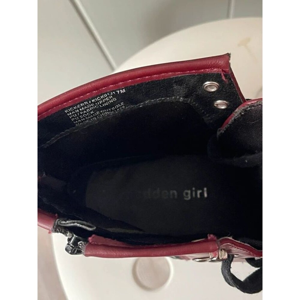 Madden Girl Kurrt Combat Boots Size 7M Burgundy - Picture 8 of 8